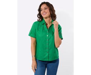 Kurzarmbluse CASUAL LOOKS, Damen, Gr. 46, grün (grasgrün), 70% Baumwolle, 30% Leinen, unifarben, Blusen (56460348-46) grasgrün