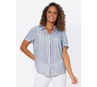 Kurzarmbluse CASUAL LOOKS, Damen, Gr. 50, blau (taubenblau, ecru, gestreift), 100% Viskose, gemustert, gestreift, mehrfarbig, Blusen (16592858-50) taubenblau, ecru, gestreift