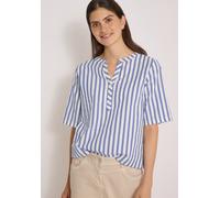 Kurzarmbluse CECIL, Damen, Gr. 3XL, blau (deep river blau), Web, 75% Baumwolle, 25% Modal, gestreift, klassisch normal, Rundhals, normaler Saum, Blusen, mit geschlitztem Rundhalsausschnitt (49228723-X