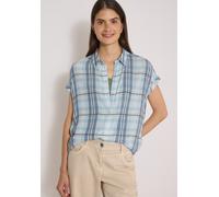 Kurzarmbluse CECIL, Damen, Gr. 3XL, blau (easy blau), Stoff, 100% Viskose, kariert, klassisch normal, V-Ausschnitt, normaler Saum, Blusen, mit allover Print (78580002-XXXL) easy blau
