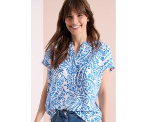 Kurzarmbluse CECIL, Damen, Gr. 3XL, light alabaster weiß, Web, 75% Baumwolle, 25% Modal, gemustert, klassisch normal, Rundhals, Bündchen, Blusen, mit geschlitztem Rundhalsausschnitt (85631738-XXXL) li