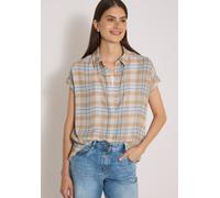Kurzarmbluse CECIL, Damen, Gr. L (42), beige (snow cloud beige), Stoff, 100% Viskose, kariert, klassisch normal, V-Ausschnitt, normaler Saum, Blusen, mit allover Print (12691205-L) snow cloud beige