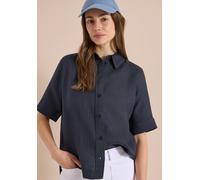 Kurzarmbluse CECIL, Damen, Gr. L (42), grau (volcanic grau), Web, 100% Leinen, unifarben, klassisch normal, V-Ausschnitt, abgesteppt, Blusen, aus Leinen (89341666-L) volcanic grau