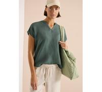 Kurzarmbluse CECIL, Damen, Gr. L (42), just khaki, Web, 55% Leinen, 45% Viskose, unifarben, klassisch normal, Rundhals, normaler Saum, Blusen, mit Leinenanteil (22804503-L) just khaki