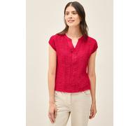 Kurzarmbluse CECIL, Damen, Gr. L (42), rot (glazed apple rot), Web, 99% Baumwolle, 1% Elasthan, unifarben, normal normal, Rundhals, abgesteppt, Blusen, aus Baumwolle mit Stretchanteil (90201856-L) gla