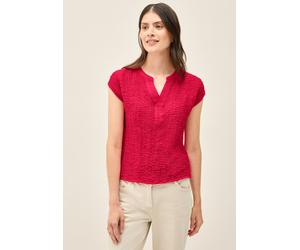 Kurzarmbluse CECIL, Damen, Gr. L (42), rot (glazed apple rot), Web, 99% Baumwolle, 1% Elasthan, unifarben, normal normal, Rundhals, abgesteppt, Blusen, aus Baumwolle mit Stretchanteil (90201856-L) gla