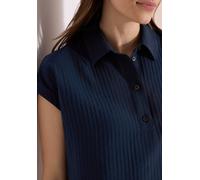 Kurzarmbluse CECIL, Damen, Gr. L (42), universal blau, Stoff, 76% Viskose, 24% Polyamid, unifarben, klassisch normal, V-Ausschnitt, Bündchen, Blusen, mit Knopfleiste (51159423-L) universal blau