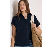 Kurzarmbluse CECIL, Damen, Gr. L (42), universal blau, Web, 100% Leinen, unifarben, klassisch normal, Rundhals, Bündchen, Blusen, aus Leinen (25371906-L) universal blau