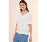 Kurzarmbluse CECIL, Damen, Gr. L (42), weiß, Stoff, 100% Viskose, unifarben, klassisch normal, Rundhals, Bündchen, Blusen, mit Elastiksaum (29523330-L) weiß