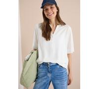 Shirtbluse CECIL, Damen, Gr. L (42), vanilleweiß, Stoff, 100% Viskose, unifarben, klassisch normal, Rundhals, normaler Saum, Blusen, mit geschlitztem Rundhalsausschnitt (71853338-L) vanilleweiß