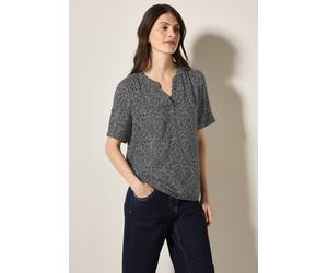 Kurzarmbluse CECIL, Damen, Gr. M (40), blau (universal blau), Stoff, 100% Viskose, gemustert, klassisch normal, Rundhals, Bündchen, Blusen, aus softer Viskose (28098628-M) universal blau