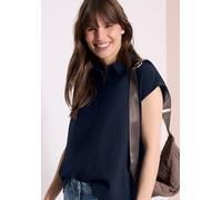 Kurzarmbluse CECIL, Damen, Gr. M (40), blau (universal blau), Web, Obermaterial: 76% Viskose, 24% Polyamid, unifarben, regular fit normal, ohne Ausschnitt, Blusen, mit dekorativer Knopfleiste (1734642