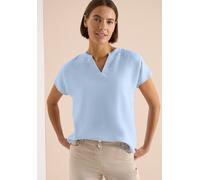 Kurzarmbluse CECIL, Damen, Gr. M (40), fresh water blau, Web, 55% Leinen, 45% Viskose, unifarben, klassisch normal, Rundhals, normaler Saum, Blusen, mit Leinenanteil (54229157-M) fresh water blau