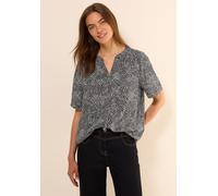 Kurzarmbluse CECIL, Damen, Gr. M (40), grau (volcanic grau), Stoff, 100% Viskose, bedruckt, normal normal, Rundhals, Umschlagbund, Blusen, mit Elastikbund (84606014-M) volcanic grau