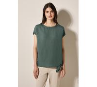Kurzarmbluse CECIL, Damen, Gr. M (40), grün (balmy khaki), Web, 55% Leinen, 45% Viskose, unifarben, normal normal, Rundhals, Bündchen, Blusen, aus softem Materialmix (25575313-M) balmy khaki