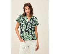 Kurzarmbluse CECIL, Damen, Gr. M (40), grün (ink grün), Stoff, 100% Viskose, gemustert, normal normal, Rundhals, Umschlagbund, Blusen, aus softer Viskose (93970133-M) ink grün