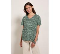 Kurzarmbluse CECIL, Damen, Gr. M (40), grün (schwarz balmy khaki), Stoff, 100% Viskose, bedruckt, normal normal, V-Ausschnitt, Bündchen, Blusen, aus softer Viskose (58795153-M) schwarz balmy khaki