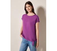 Cecil Bluse Leinenmix mit Knoten, Kurzarm und Rundhals, Magenta Lacquer, Gr. M (40)