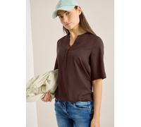 Kurzarmbluse CECIL, Damen, Gr. M (40), macchiato braun, Web, Obermaterial: 100% Viskose, unifarben, regular fit normal, Rundhals, Blusen Kurzarmbluse, mit Knopfleiste (53604446-M)