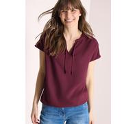 Kurzarmbluse CECIL, Damen, Gr. M (40), sweet grape rot, Stoff, Vorderseite: 100% Viskose; Rückseite: 95% Viskose, 5% Elasthan, unifarben, klassisch normal, V-Ausschnitt, abgesteppt, Blusen, mit Strukt