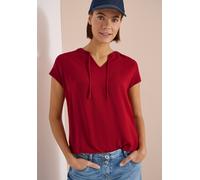 Kurzarmbluse CECIL, Damen, Gr. M (40), tamarillo rot, Stoff, Vorderseite: 100% Viskose. Rückseite: 95% Viskose, 5% Elasthan, unifarben, klassisch normal, V-Ausschnitt, abgesteppt, Blusen, mit Struktur