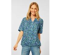Kurzarmbluse CECIL, Damen, Gr. S (38), blau (forever blau), Stoff, 100% Viskose, geblümt, sehr weit hüftlang, Rundhals, gerader Abschluss, Blusen, im Multicolour Look (89361858-S) forever blau