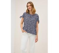 Kurzarmbluse CECIL, Damen, Gr. S (38), blau (urban dunkelblau), Stoff, 100% Viskose, gemustert, normal normal, V-Ausschnitt, Umschlagbund, Blusen, aus softer Viskose (46508266-S) urban dunkelblau