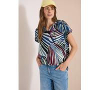 Kurzarmbluse CECIL, Damen, Gr. S (38), bunt (palm breeze grün), Stoff, 100% Viskose, gestreift, klassisch normal, Rundhals, Umschlagbund, Blusen, aus softer Viskose (54907930-S) palm breeze grün