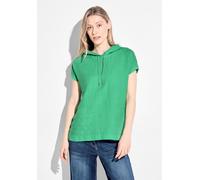 Kurzarmbluse CECIL, Damen, Gr. S (38), grün (juicy apple grün), Stoff, 50% Modal, 50% Baumwolle, unifarben, gerade normal, ohne Ausschnitt, Bündchen, Blusen, mit Kapuze mit Tunnelzugband (40575943-S)