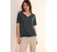 Kurzarmbluse CECIL, Damen, Gr. S (38), grün (slate khaki), Stoff, 100% Viskose, unifarben, klassisch normal, Rundhals, Bündchen, Blusen, mit Elastiksaum (21060759-S) slate khaki