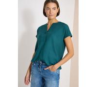 Kurzarmbluse CECIL, Damen, Gr. S (38), jungle grün, Stoff, 100% Viskose, unifarben, klassisch normal, V-Ausschnitt, abgesteppt, Blusen, mit V-Ausschnitt (82671834-S) jungle grün