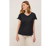 Kurzarmbluse CECIL, Damen, Gr. S (38), schwarz, Stoff, 100% Viskose, unifarben, normal normal, V-Ausschnitt, Umschlagbund, Blusen, aus softer Viskose (10694339-S) schwarz