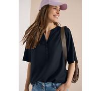 Kurzarmbluse CECIL, Damen, Gr. S (38), schwarz (universal blau), Web, Obermaterial: 100% Viskose, unifarben, regular fit normal, Rundhals, Blusen, mit Knopfleiste, Topseller (13935852-S) universal bla