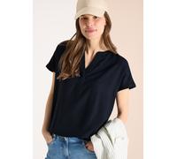 Kurzarmbluse CECIL, Damen, Gr. S (38), universal blau, Stoff, 100% Viskose, unifarben, klassisch normal, V-Ausschnitt, abgesteppt, Blusen, mit V-Ausschnitt (98885718-S) universal blau