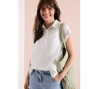 Kurzarmbluse CECIL, Damen, Gr. S (38), weiß (vanilleweiß), Web, Obermaterial: 76% Viskose, 24% Polyamid, unifarben, regular fit normal, ohne Ausschnitt, Blusen, mit dekorativer Knopfleiste (10326525-S