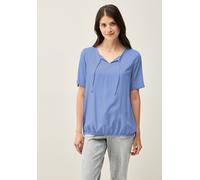 Kurzarmbluse CECIL, Damen, Gr. XL (44), blau (aster blau), Stoff, 100% Viskose, unifarben, klassisch normal, Rundhals, Bündchen, Blusen, mit Elastiksaum (86844058-XL) aster blau