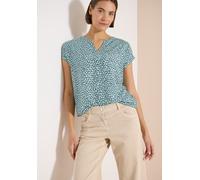 Kurzarmbluse CECIL, Damen, Gr. XL (44), crystal mint, Web, Obermaterial: 100% Viskose, gemustert, hüftbedeckend, Rundhals, Aufschlag, Blusen, Sommerbluse mit Allover-Print (42130764-XL) crystal mint