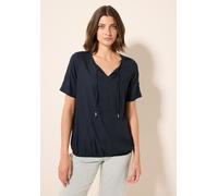 Kurzarmbluse CECIL, Damen, Gr. XL (44), blau (universal blau), Stoff, 100% Viskose, unifarben, klassisch normal, Rundhals, Bündchen, Blusen, mit Elastiksaum (85204960-XL) universal blau