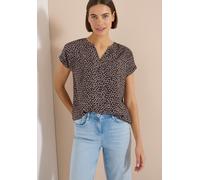 Kurzarmbluse CECIL, Damen, Gr. XL (44), braun cacao, Stoff, 100% Viskose, Minimalmuster, klassisch normal, Rundhals, abgesteppt, Blusen, in Blusen-Optik (97539031-XL) braun cacao