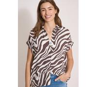 Hemdbluse CECIL, Damen, Gr. XL (44), braun (braun cacao), Web, Obermaterial: 100% Viskose, gemustert, hüftlang, Blusen Hemdbluse, Sommerbluse, Turn-up-Detail, Knopfleiste, Viskose (10850663-XL) braun 