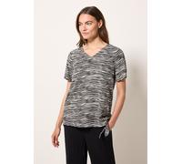 Kurzarmbluse CECIL, Damen, Gr. XL (44), grau (volcanic grau), Stoff, 100% Viskose, bedruckt, normal normal, V-Ausschnitt, Bündchen, Blusen, aus softer Viskose (10409437-XL) volcanic grau