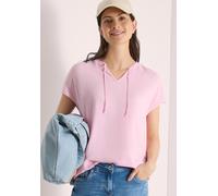 Kurzarmbluse CECIL, Damen, Gr. XL (44), light blush rose, Stoff, Vorderseite: 100% Viskose; Rückseite: 95% Viskose, 5% Elasthan, unifarben, klassisch normal, V-Ausschnitt, abgesteppt, Blusen, mit Stru