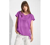 Kurzarmbluse CECIL, Damen, Gr. XL (44), lila (iced violet), Stoff, 100% Viskose, unifarben, gerade normal, V-Ausschnitt, Bündchen, Blusen, aus softer Viskose (38148224-XL) iced violet