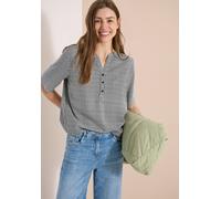Kurzarmbluse CECIL, Damen, Gr. XL (44), schwarz-weiß (palm breeze grün), Stoff, 100% Viskose, gestreift, klassisch normal, Rundhals, normaler Saum, Blusen, im Streifendesign (20076938-XL) palm breeze 