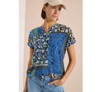 Kurzarmbluse CECIL, Damen, Gr. XL (44), universal blau, Stoff, 100% Viskose, bedruckt, klassisch normal, Rundhals, Umschlagbund, Blusen, aus softer Viskose, Topseller (11315560-XL) universal blau