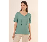 Kurzarmbluse CECIL, Damen, Gr. XS (36), grün (matcha grün), Stoff, 100% Viskose, unifarben, klassisch normal, Rundhals, Bündchen, Blusen, mit Elastiksaum (30991601-XS) matcha grün