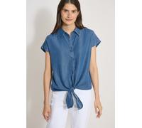 Kurzarmbluse CECIL, Damen, Gr. XS (36), mid blau wash, Stoff, 100% Lyocell, unifarben, klassisch normal, V-Ausschnitt, normaler Saum, Blusen, in Denim-Optik (64286801-XS) mid blau wash