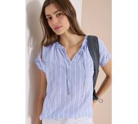 Kurzarmbluse CECIL, Damen, Gr. XXL (46), blau (blouse blau), Web, 100% Baumwolle, gestreift, klassisch normal, Rundhals, Bündchen, Blusen, aus reiner Baumwolle (41092852-XXL) blouse blau
