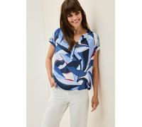 Kurzarmbluse CECIL, Damen, Gr. XXL (46), blau (urban navy blau), Web, Obermaterial: 100% Viskose, bedruckt, regular fit taillenbedeckt, Rundhals, Blusen, mit All-Over Print (55937467-XXL) urban navy b