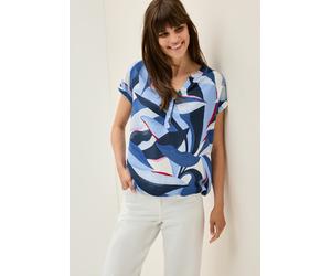 Kurzarmbluse CECIL, Damen, Gr. XXL (46), blau (urban navy blau), Web, Obermaterial: 100% Viskose, bedruckt, regular fit taillenbedeckt, Rundhals, Blusen, mit All-Over Print (55937467-XXL) urban navy b